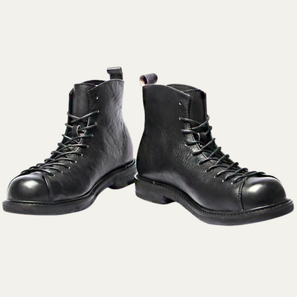 Rugged Men's Hiking Brown Leather Lace Boots