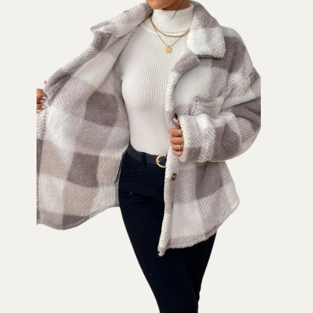 Ladies Large Check Flannel Jacket