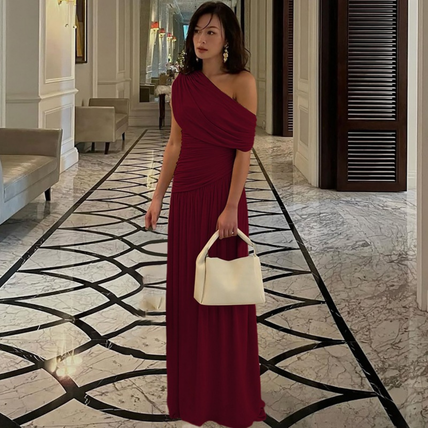Stunning Asymmetrical Floor Length Evening Gown
