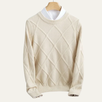 Classic Patterned Crew Neck Knit Sweater