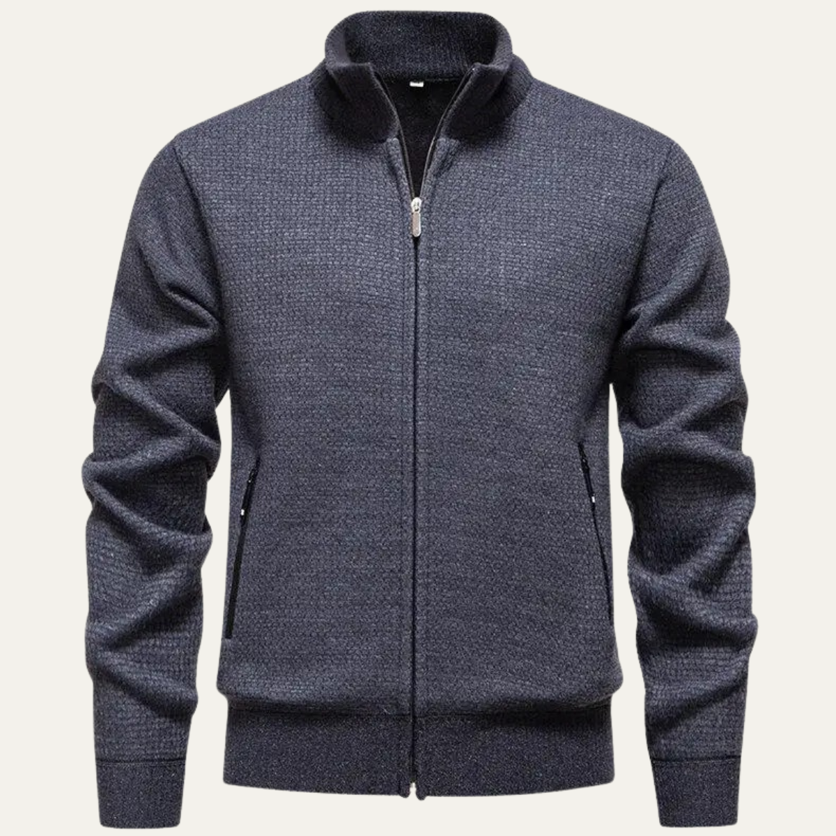 Relaxed Fit Men's Knit Zipper Cardigan Sweater