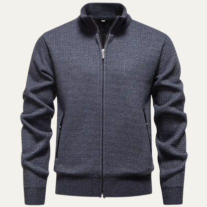 Relaxed Fit Men's Knit Zipper Cardigan Sweater