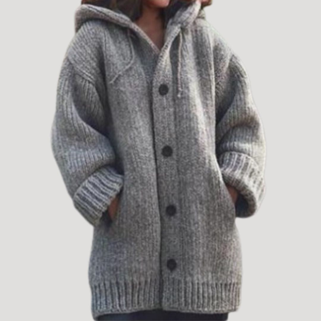 Cozy Plus Size Hooded Sweater Jacket - OutfitLondon