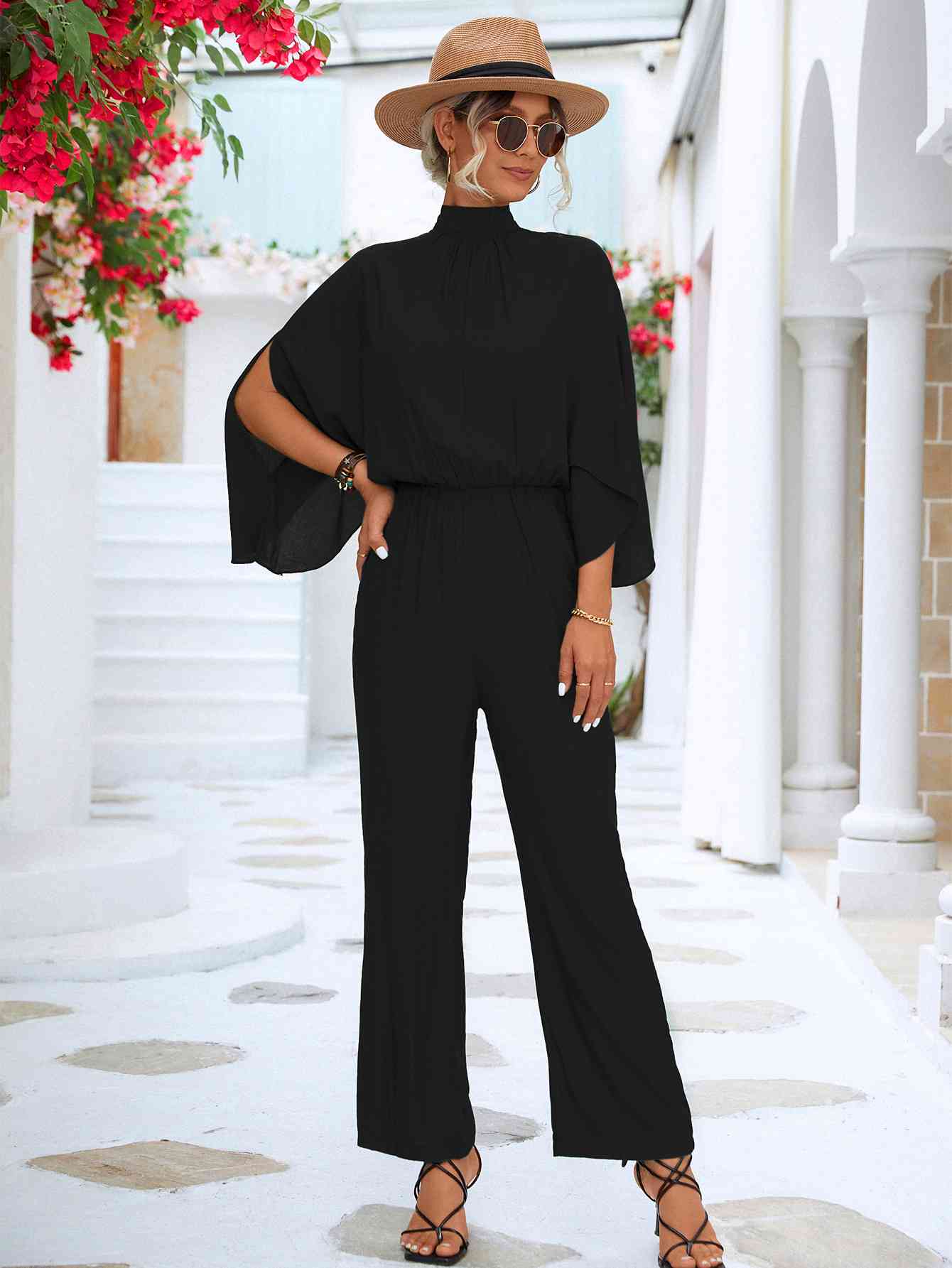 Elegant Ladies Summer Ruffle Neck Jumpsuit - OutfitLondon