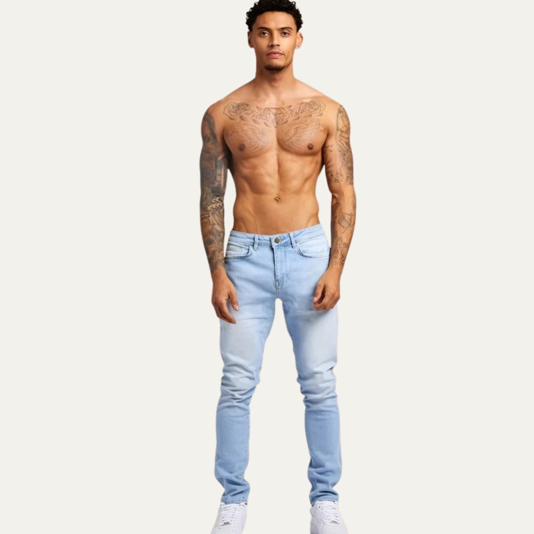 Men's Ripped Slim Fit Low Rise Jeans