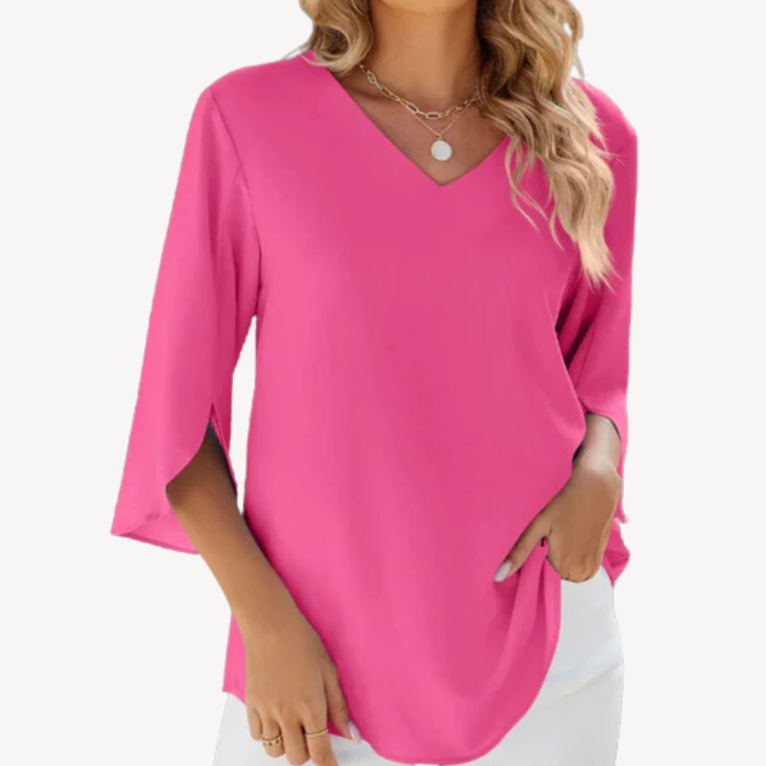 Relaxed Fit V Neck Women's Blouse