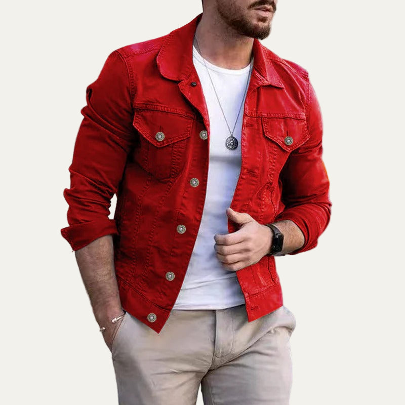 Men's Fitted Waist Cargo Jeans Jacket
