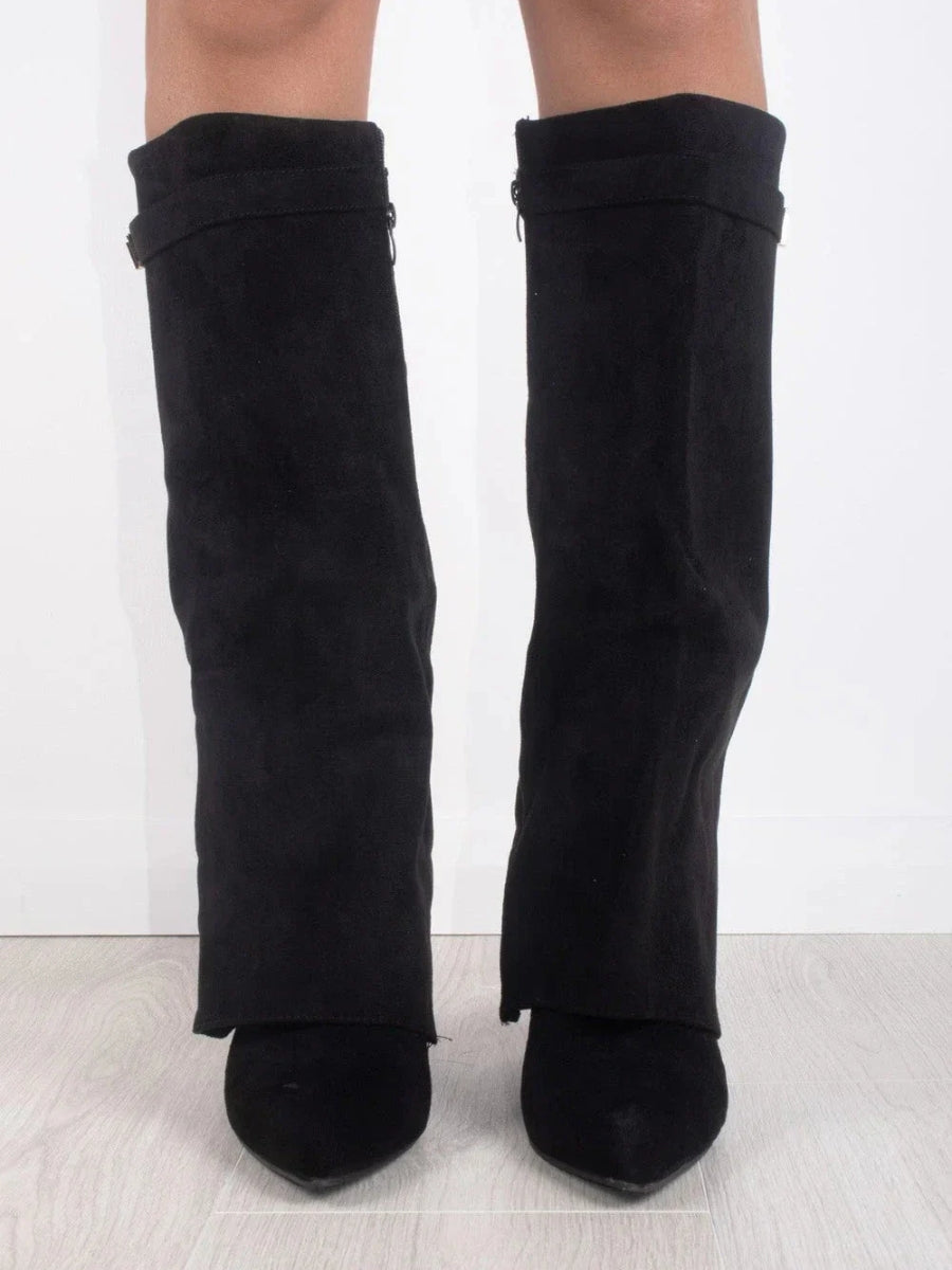 Women's Leather Thigh High Boots with Buckle