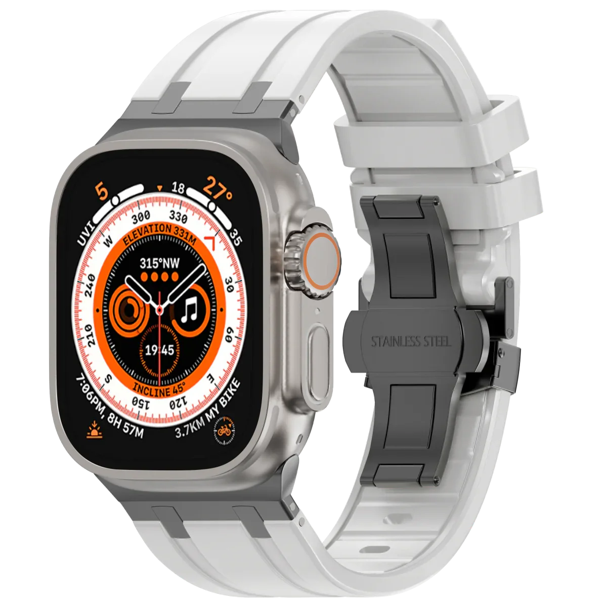 Flexible Rubber Apple Watch Strap With Silver Buckle