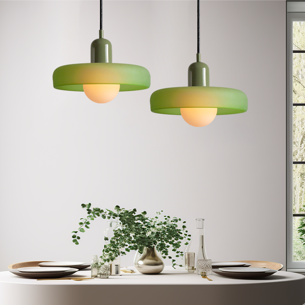 Vibrant Pendant Light With Adjustable Metal Arm
