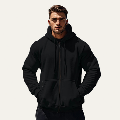Men's Cozy Textured Bomber Jacket with Pocket Details