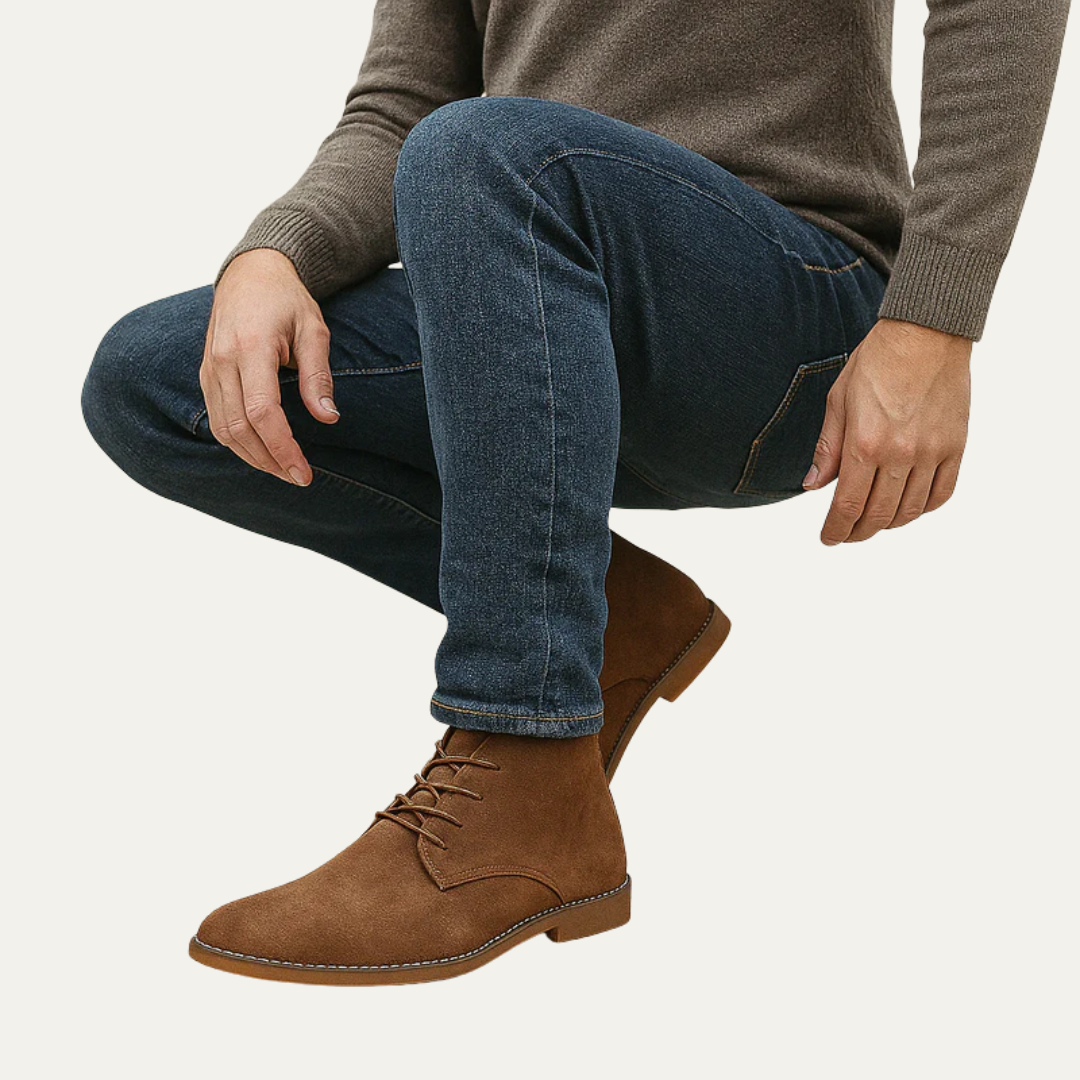 Simple Leather Ankle Boots for Men