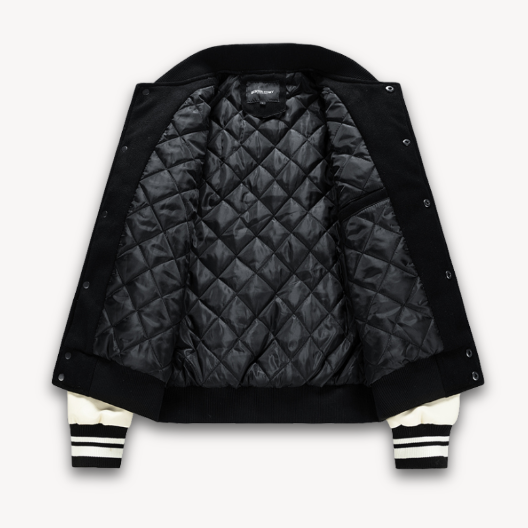 Premium Mens Letterman Jacket with Faux Leather Sleeves