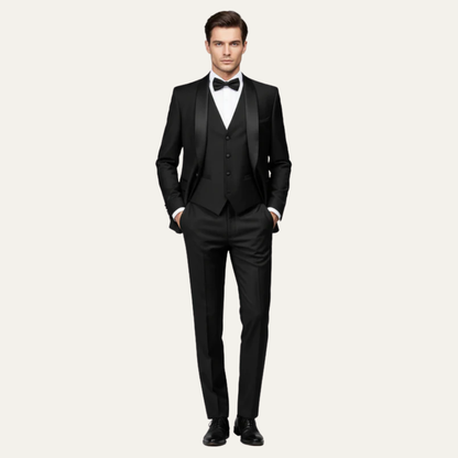 Luxury Black Tie Three Piece Tuxedo Suit
