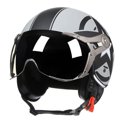Vintage Style Bike Helmet With Clear Visor