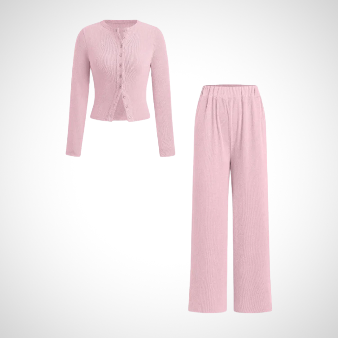 Cozy Button Front Lounge Wear Set for Women