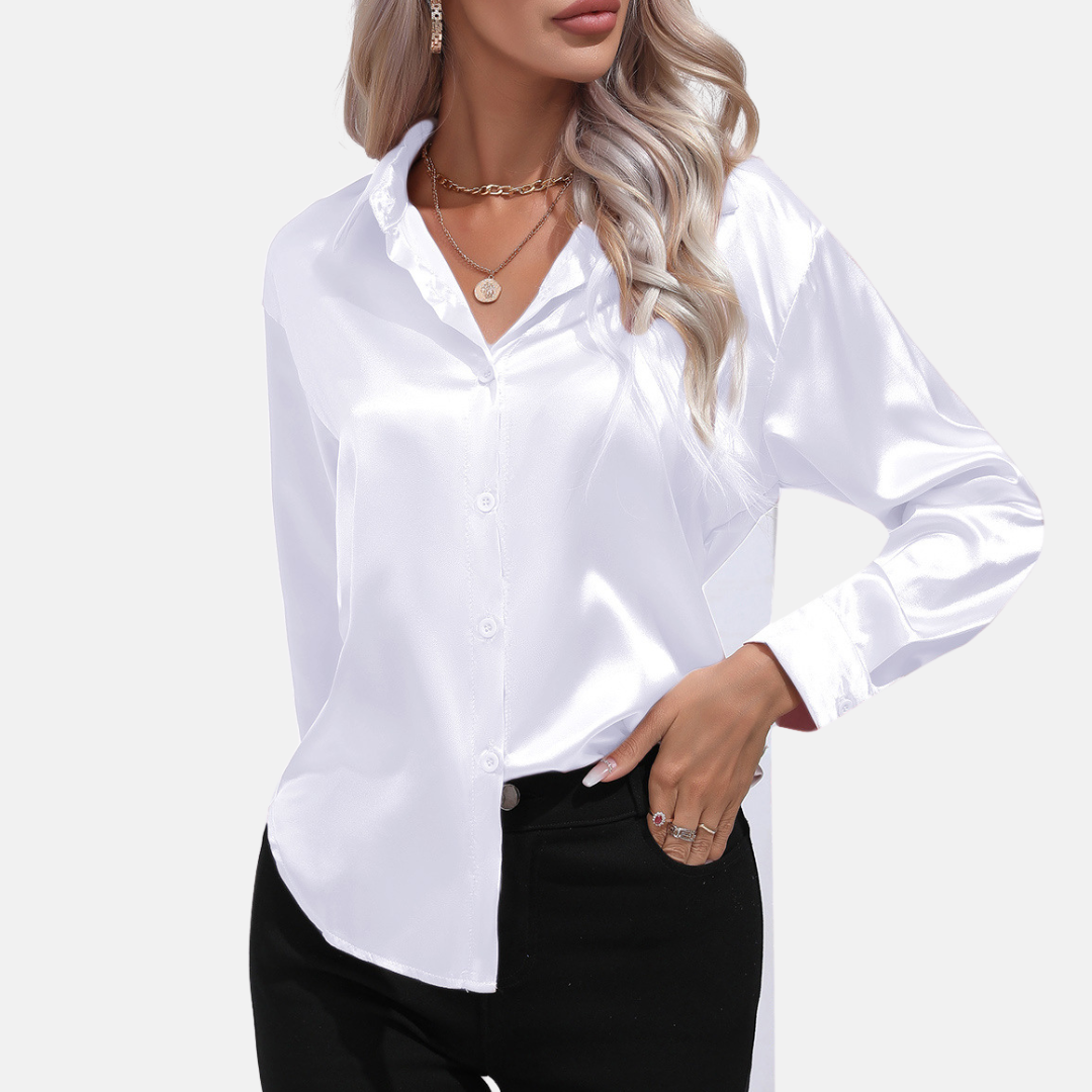 Soft Satin Casual Collar Blouse