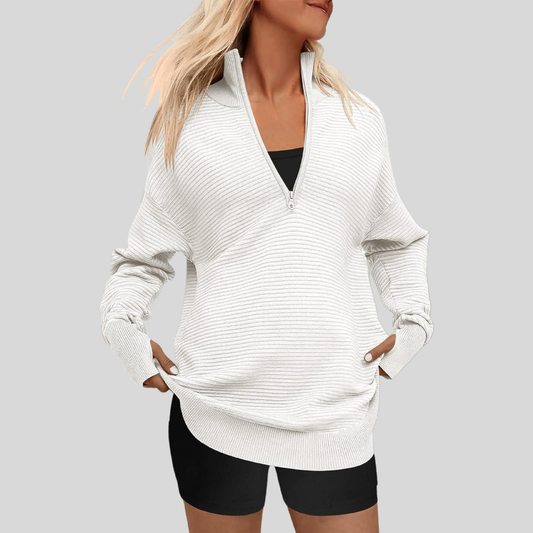 Soft Quarter Zip Long Sleeve Winter Sweater - OutfitLondon