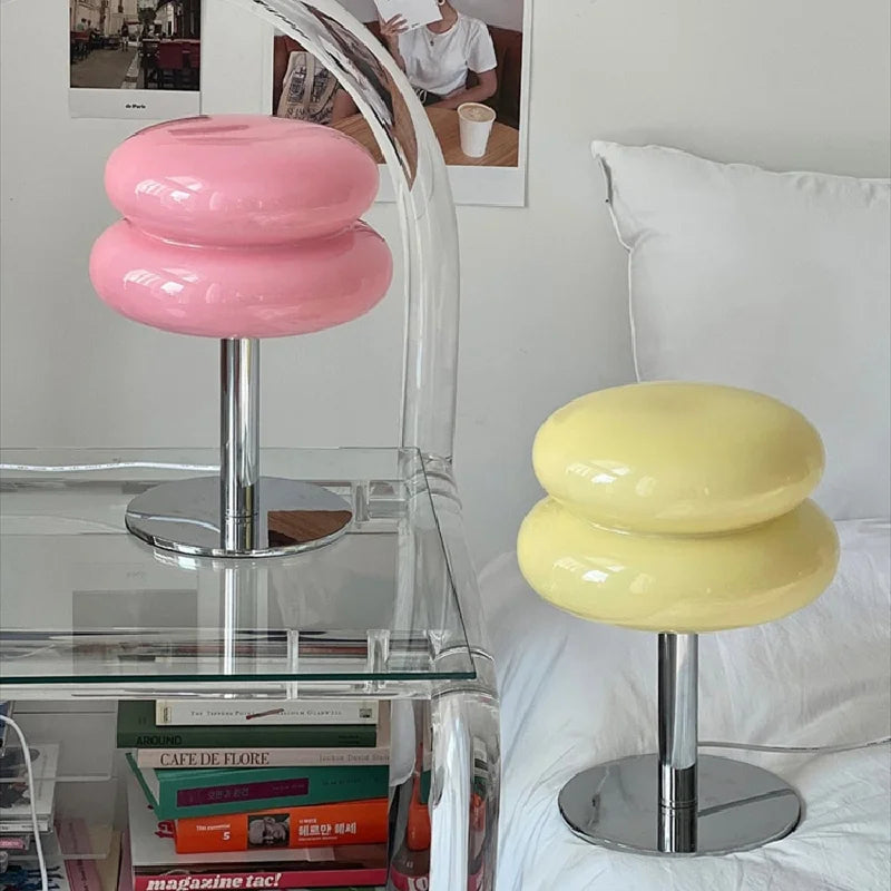 Modern Glass LED Desk Lamp with Sculpted Shade
