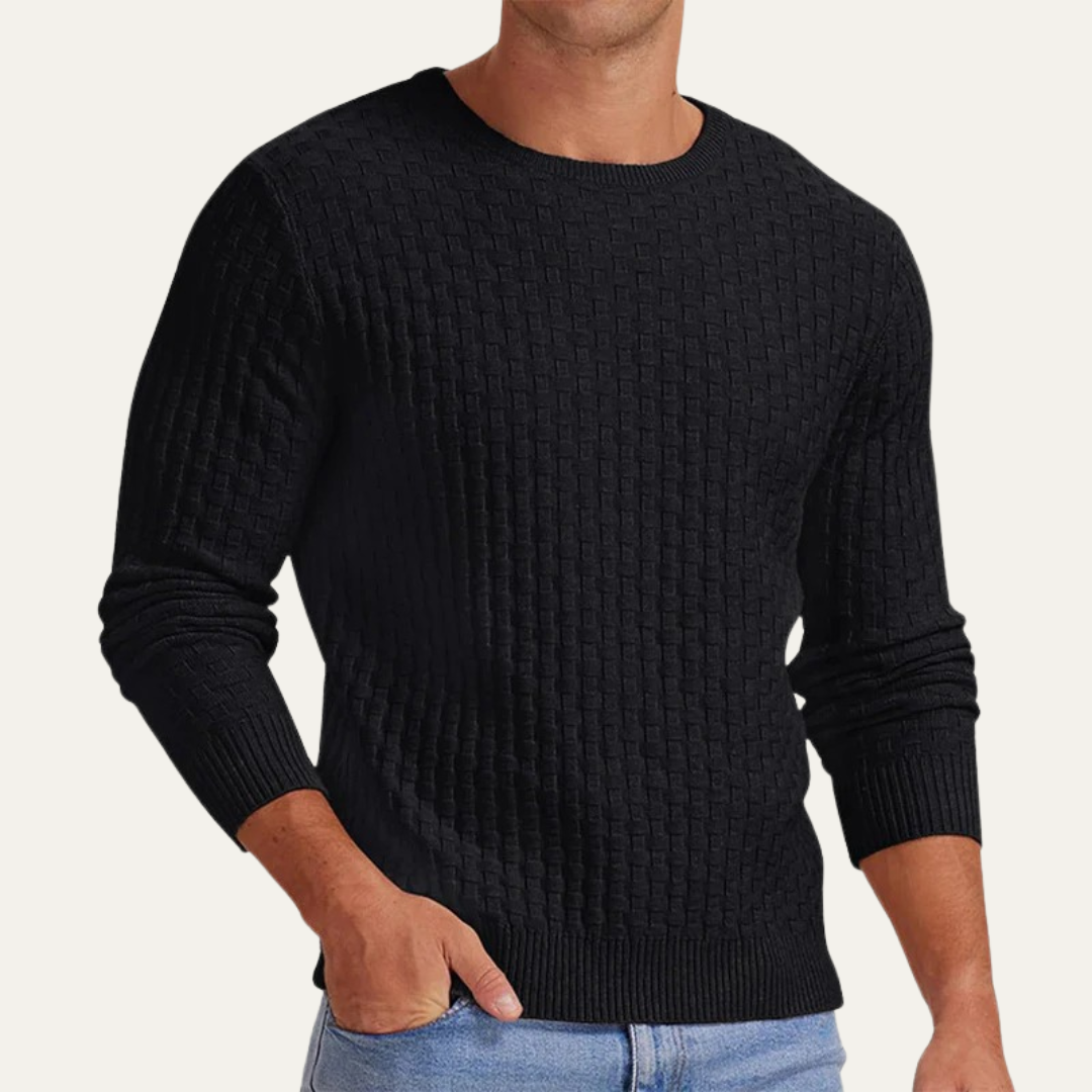 Men's Knit Pattern Crew Neck Sweater