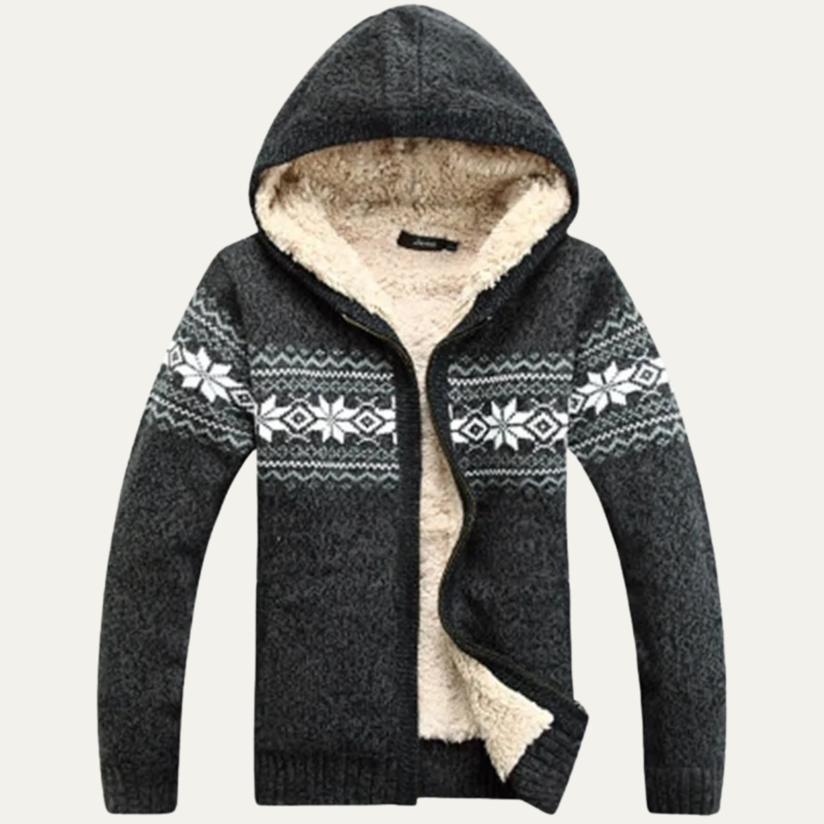 Warm Nordic Pattern Men's Zip Up Sweater Jacket