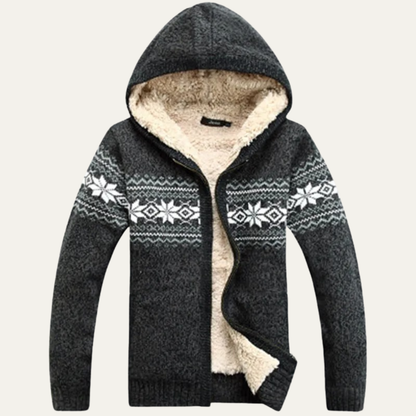 Warm Nordic Pattern Men's Zip Up Sweater Jacket