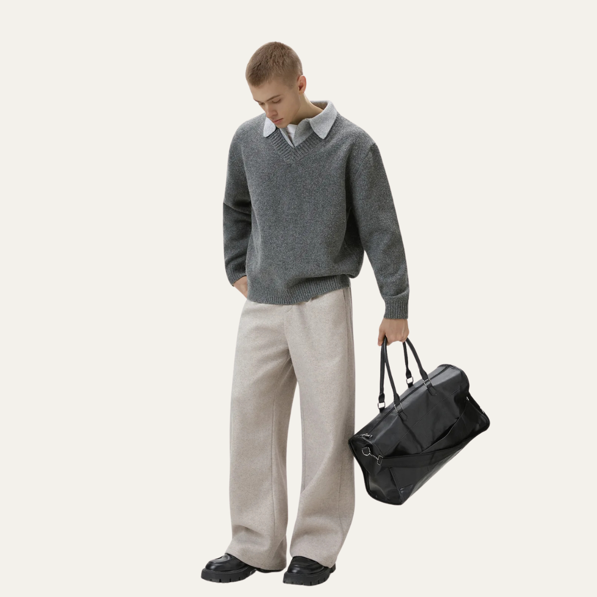 Comfy Men's Knit Polo Neck Sweater