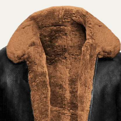 Men's Luxury Faux Leather Aviator Coat