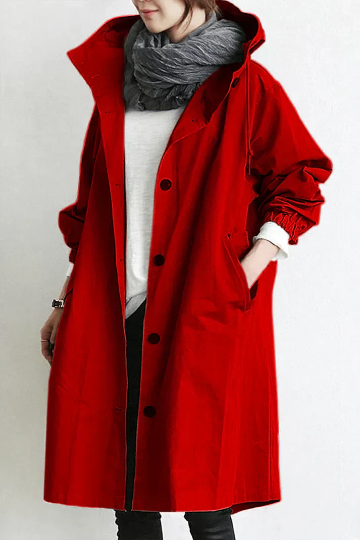 Waterproof Women's Trench Coat with Hood - Long & Warm