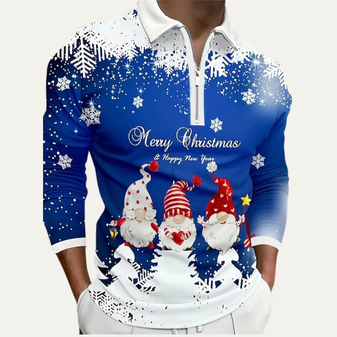 Men's Holiday Red Quarter Zip Sweater Polo