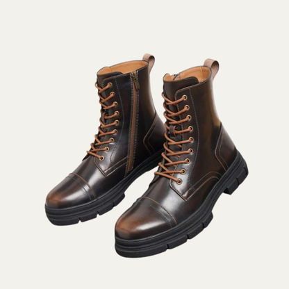 Men's Black Lace Up Ankle Boots with Side Zip