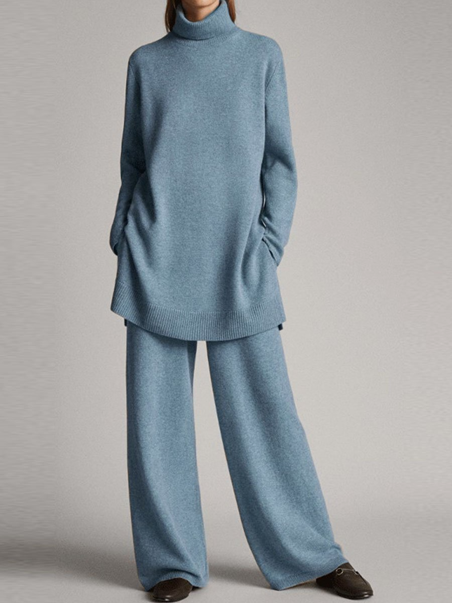 Comfy Turtleneck Sweater Pants 2-Piece Loungewear Set