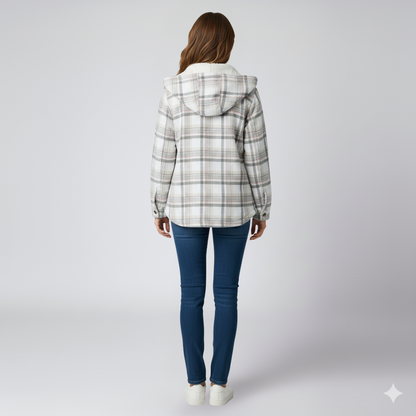 Warm Hooded Plaid Jacket for Women