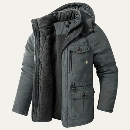 Rugged Corduroy Work Jacket with Faux Fur Collar