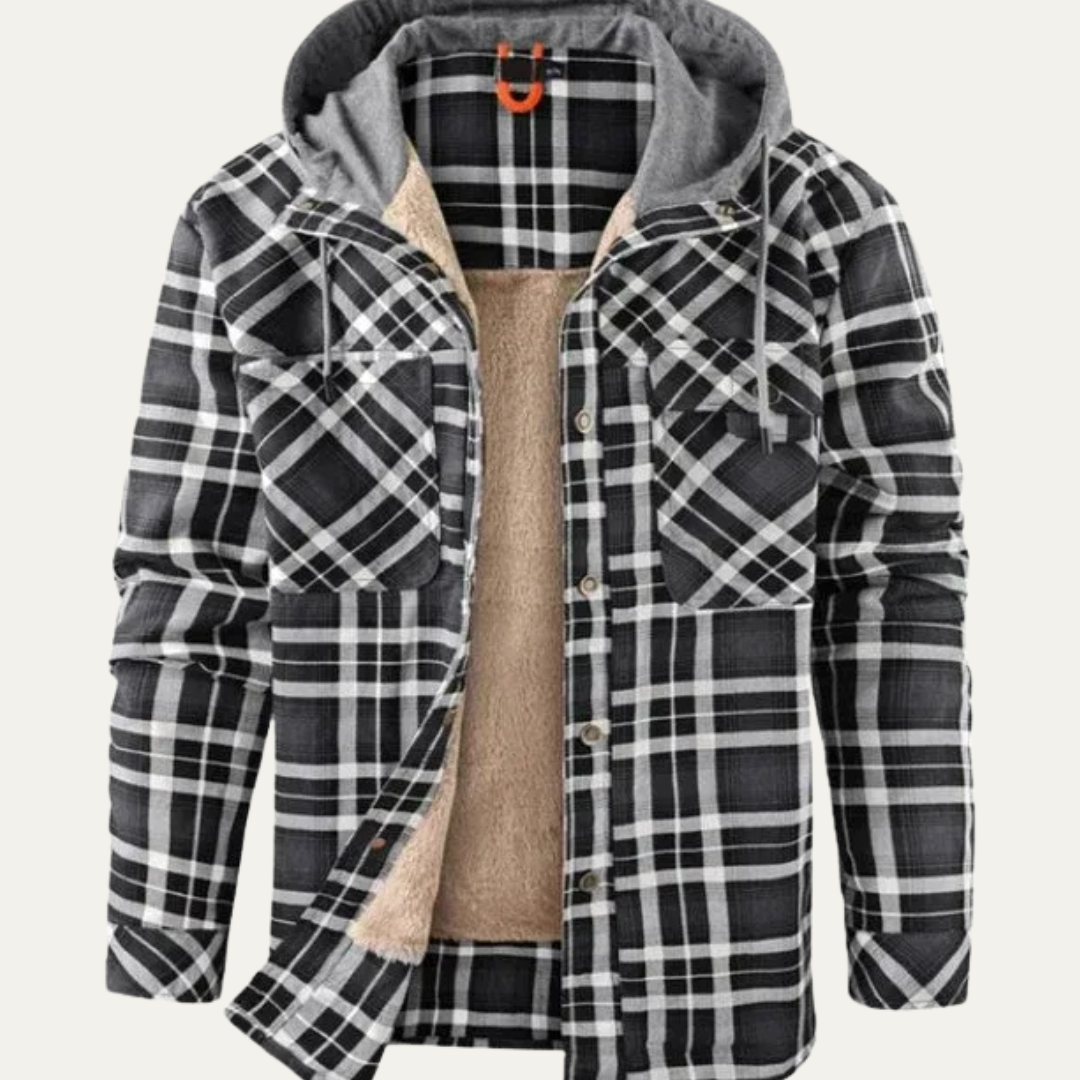 Warm Plaid Hoodie Flannel Jacket for Men