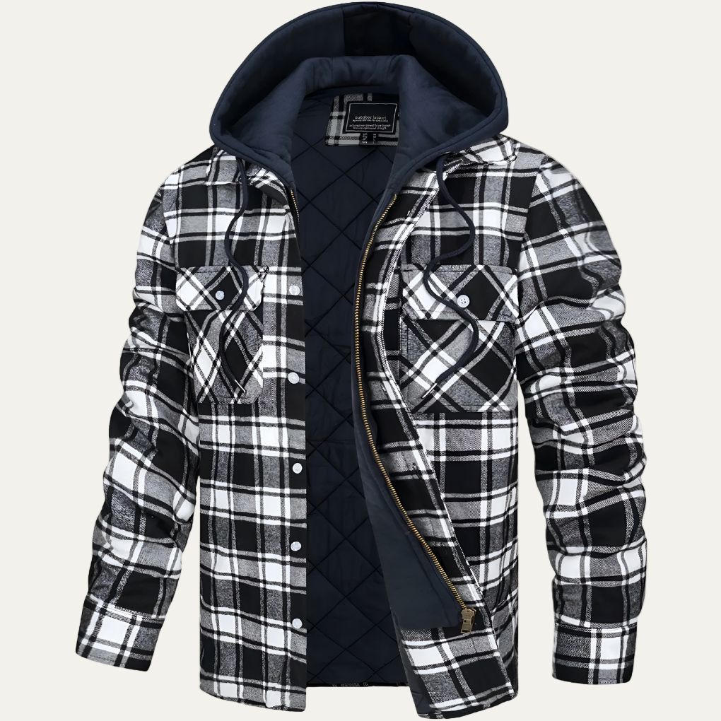 Warm Plaid Button Down Flannel Jacket for Men