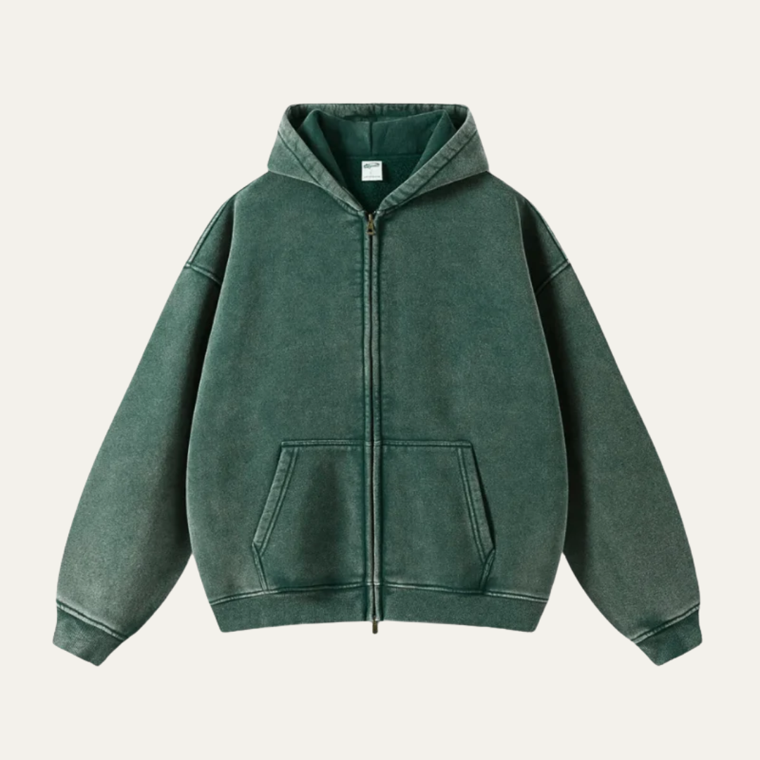 Casual Fit Full Zip Hooded Sweater