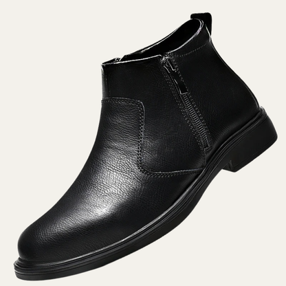 Classic Mens Leather Ankle Boots with Zipper