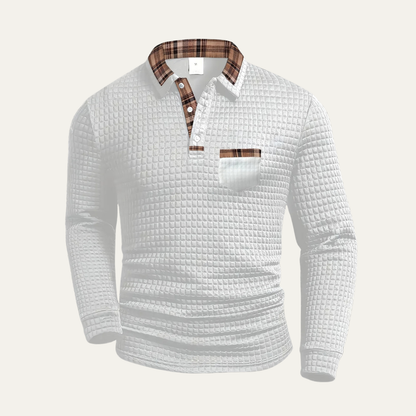 Classic Men's Relaxed Fit Waffle Polo Sweater