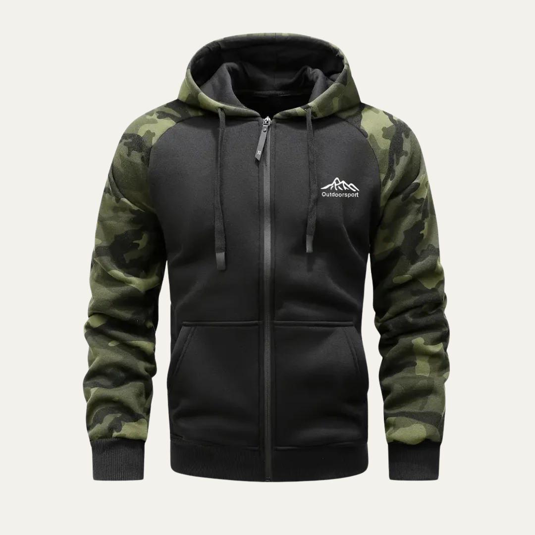 Men's Green Camo Athletic Hooded Jacket