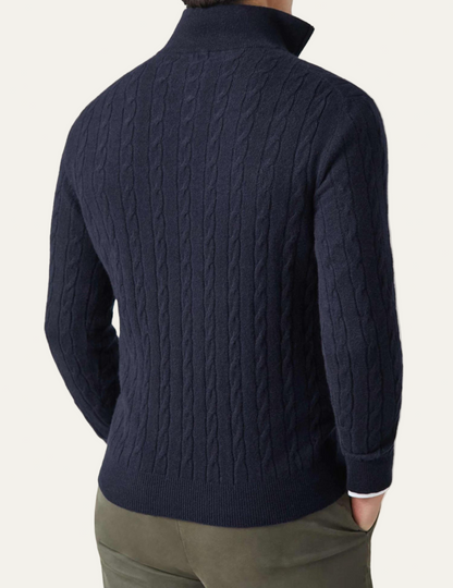 Classic Zip Up Crew Neck Sweater