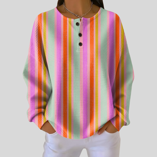 Vibrant Multi Stripe Crew Neck Sweater - OutfitLondon