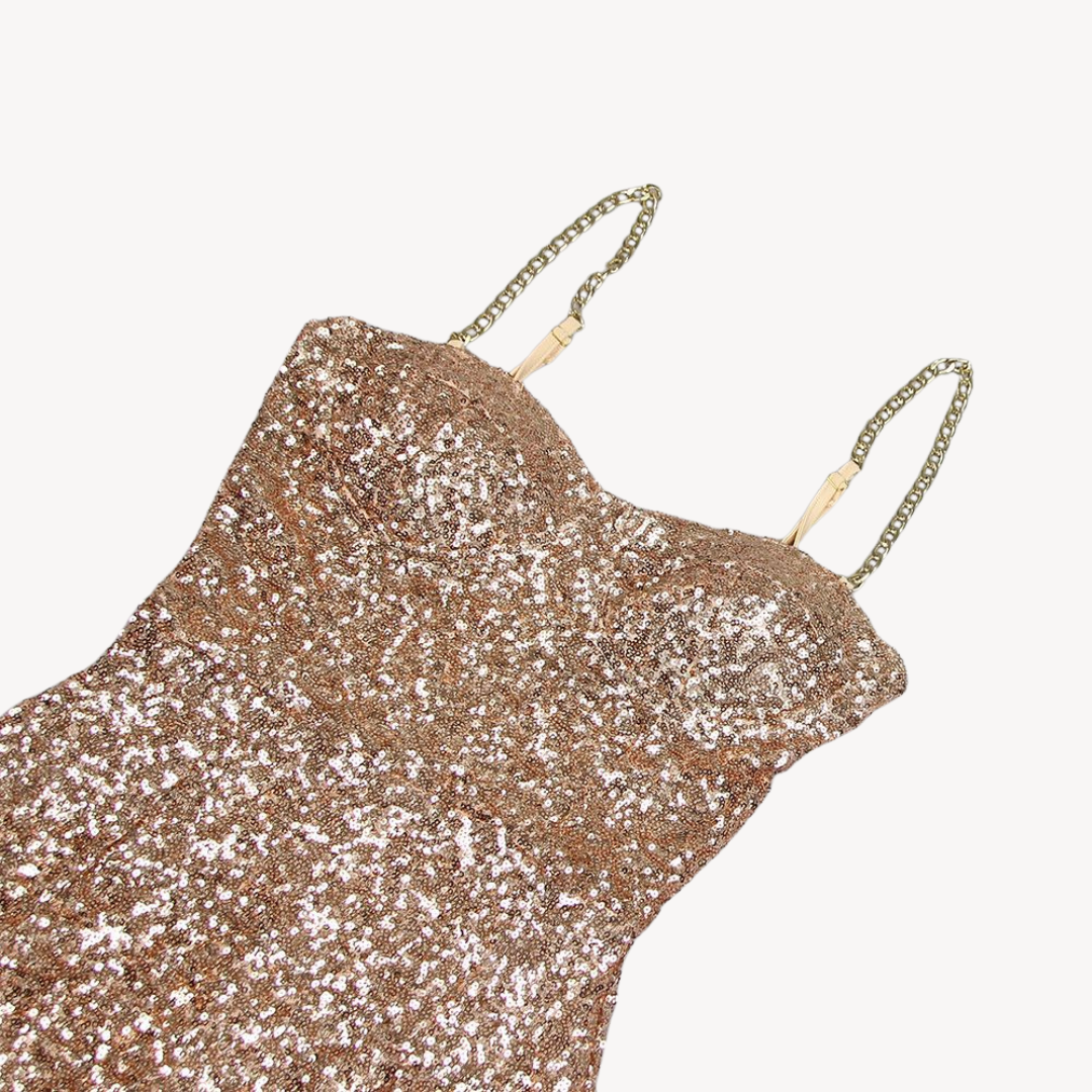 Glittering Gold Formal Midi Dress