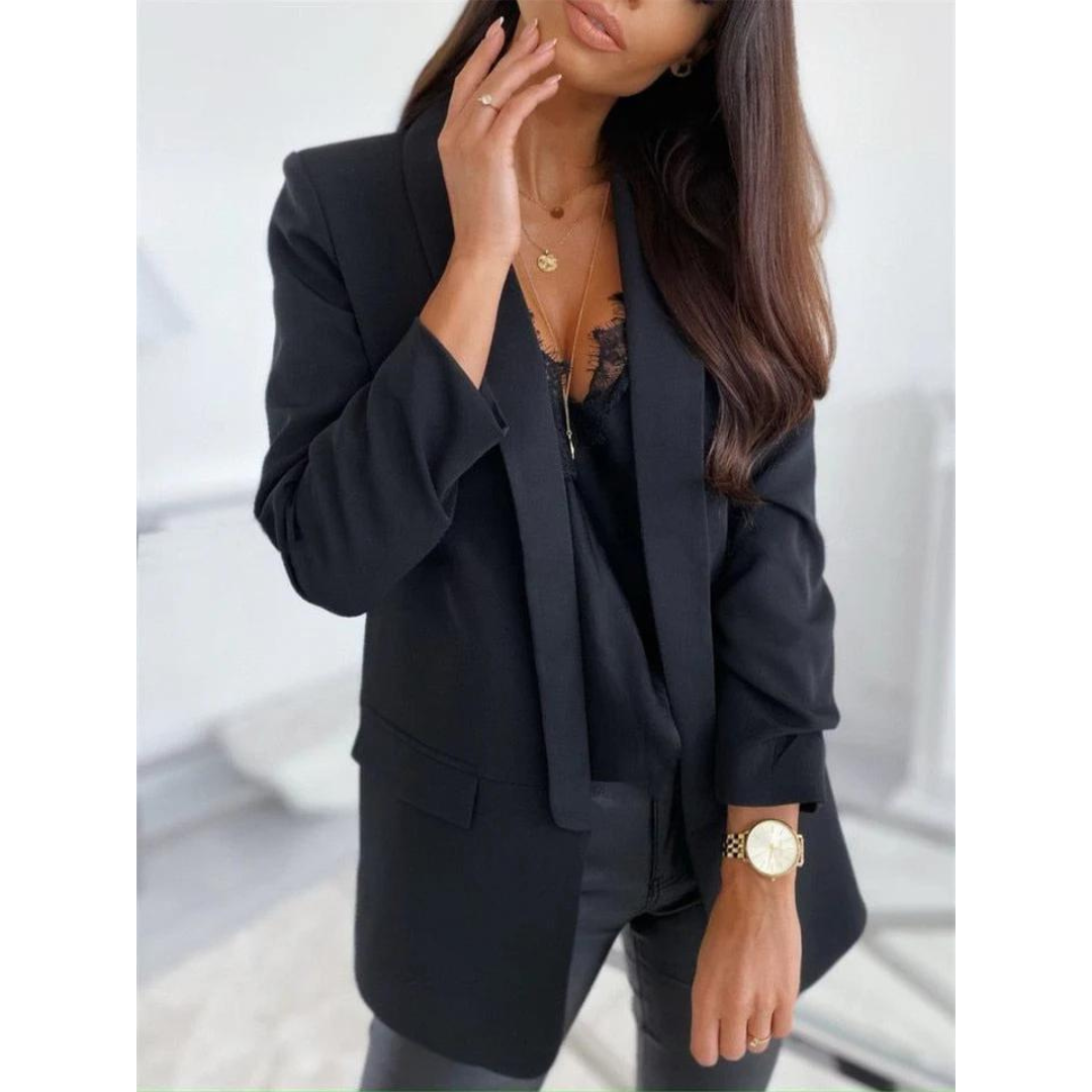 Classic Elegant Open Front Women's Blazer - OutfitLondon