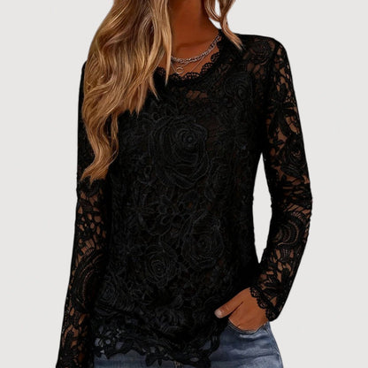 Delicate Lace Trim Women's Blouse