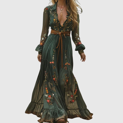 Elegant Floral Floor Length Dress
