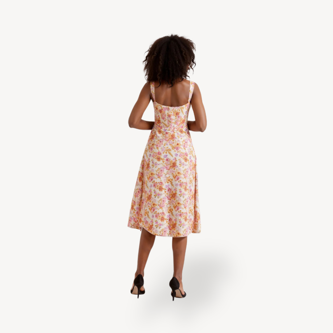 Ladies Pretty Flower Midi Cotton Dress