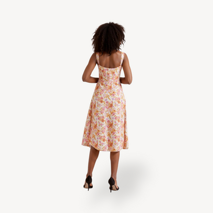 Ladies Pretty Flower Midi Cotton Dress
