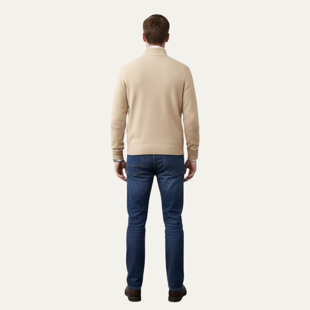 Men's Warm Crew Neck Quarter Zip Sweater