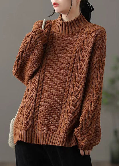 Cozy Large Cable Knit Winter Pullover Sweater - OutfitLondon